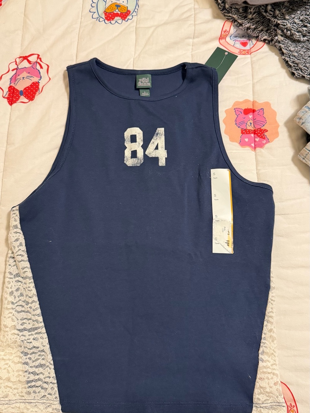 wild fable Navy Blue '84' Graphic Tank Top